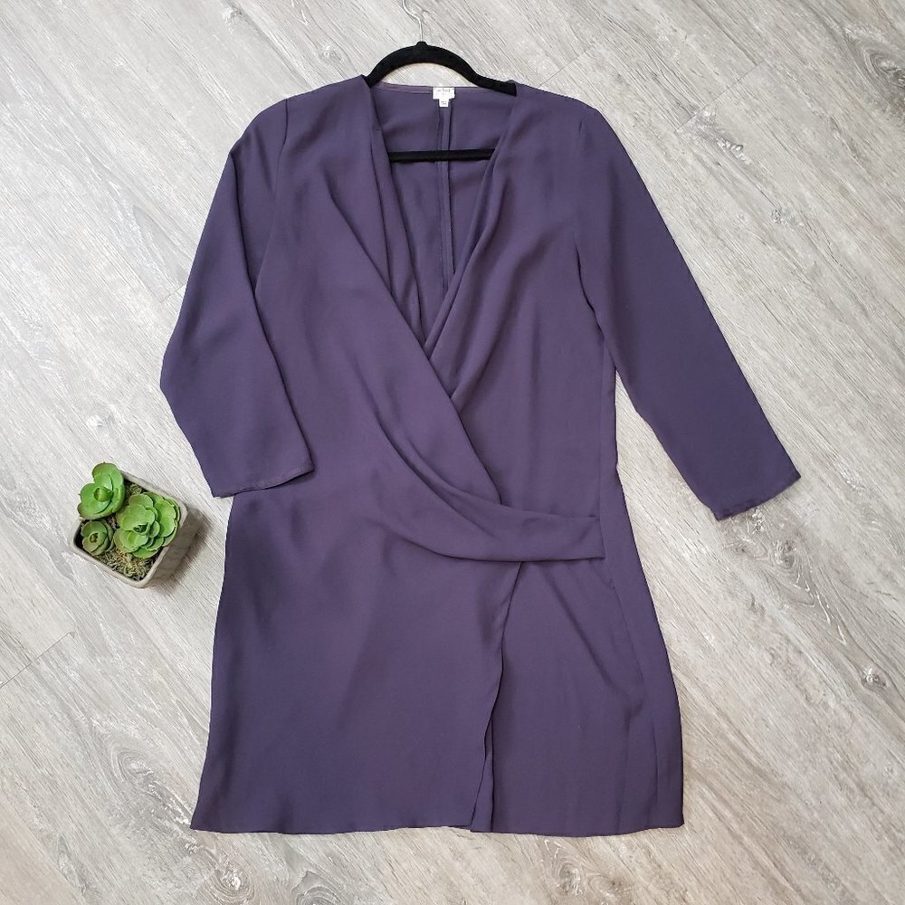 Wilfred Aritzia * Faux Wrap Dress Blue Low Cut 6